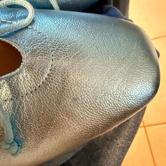 Maguire Metallic Blue Leather Ballet Flats - Picture 6 of 8